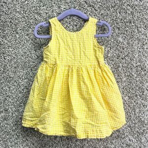 Ralph Lauren Dress Baby 12M Yellow & White Gingham Plaid Sleeveless Button Down